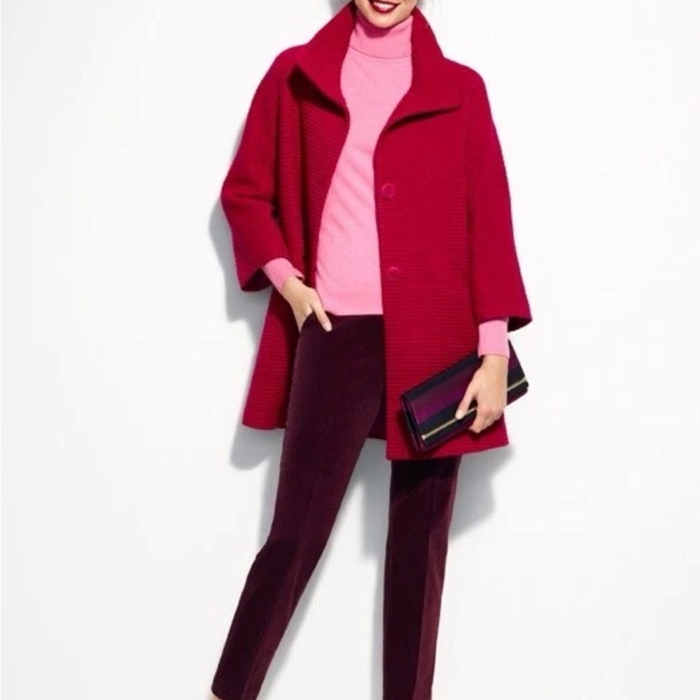 Talbots Textured Cranberry Wool Blend Thinsulate Jacket Coat Sz 16‎